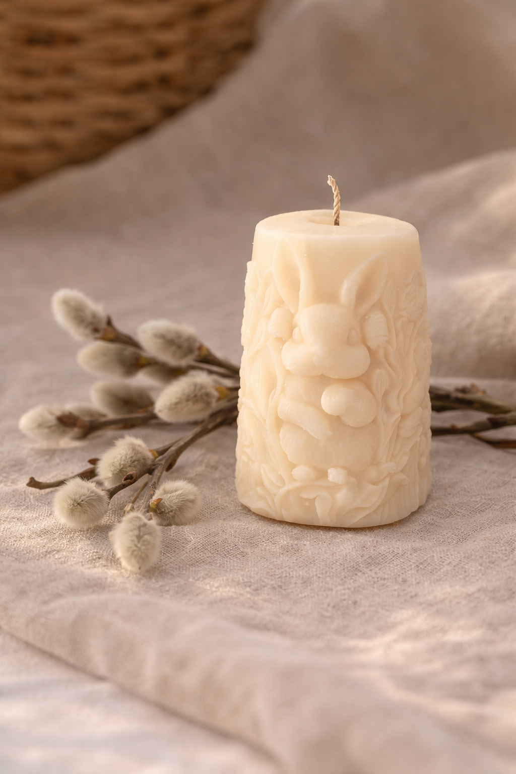 Bunny Garden Pillar Candle – Handmade Soy Wax Candle